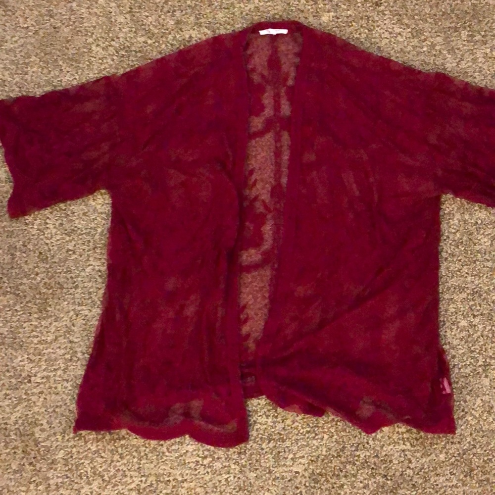 Burgundy lace kimono